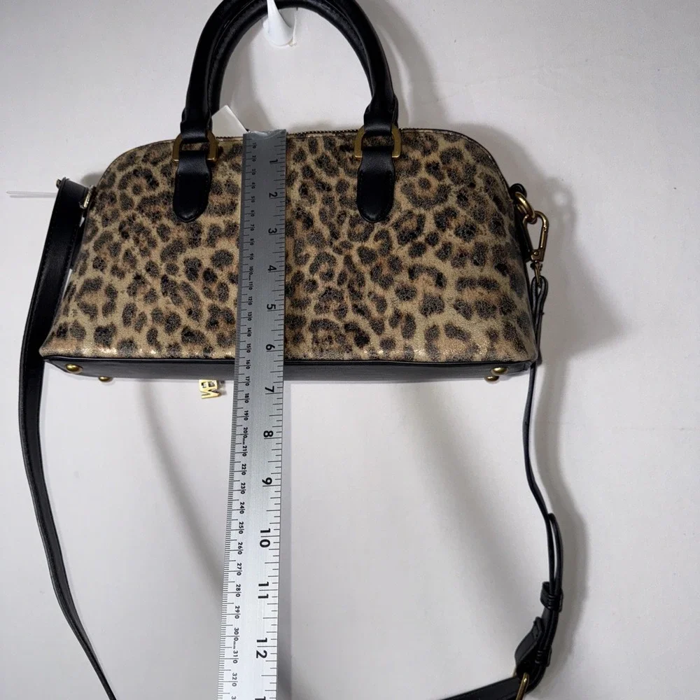Steve Madden Women's Leopard‎ Bysmth Satchel Crossbody Handbag Purse Brown Black